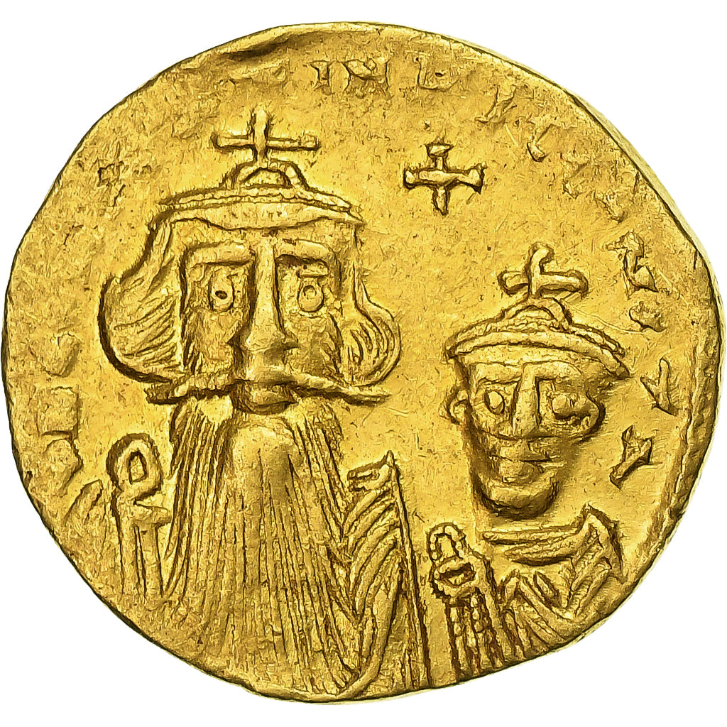 Constans II and Constantine IV, Solidus, 654-659, Constantinople, Gold