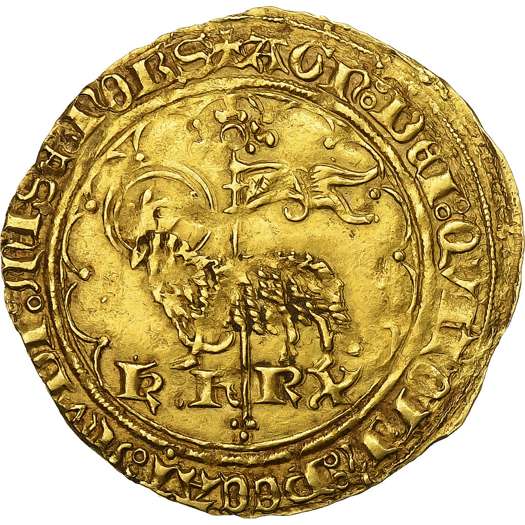 Frankrijk, Charles VI, Agnel d'or, 1417-1422, Paris, Goud, FR+, Duplessy:372