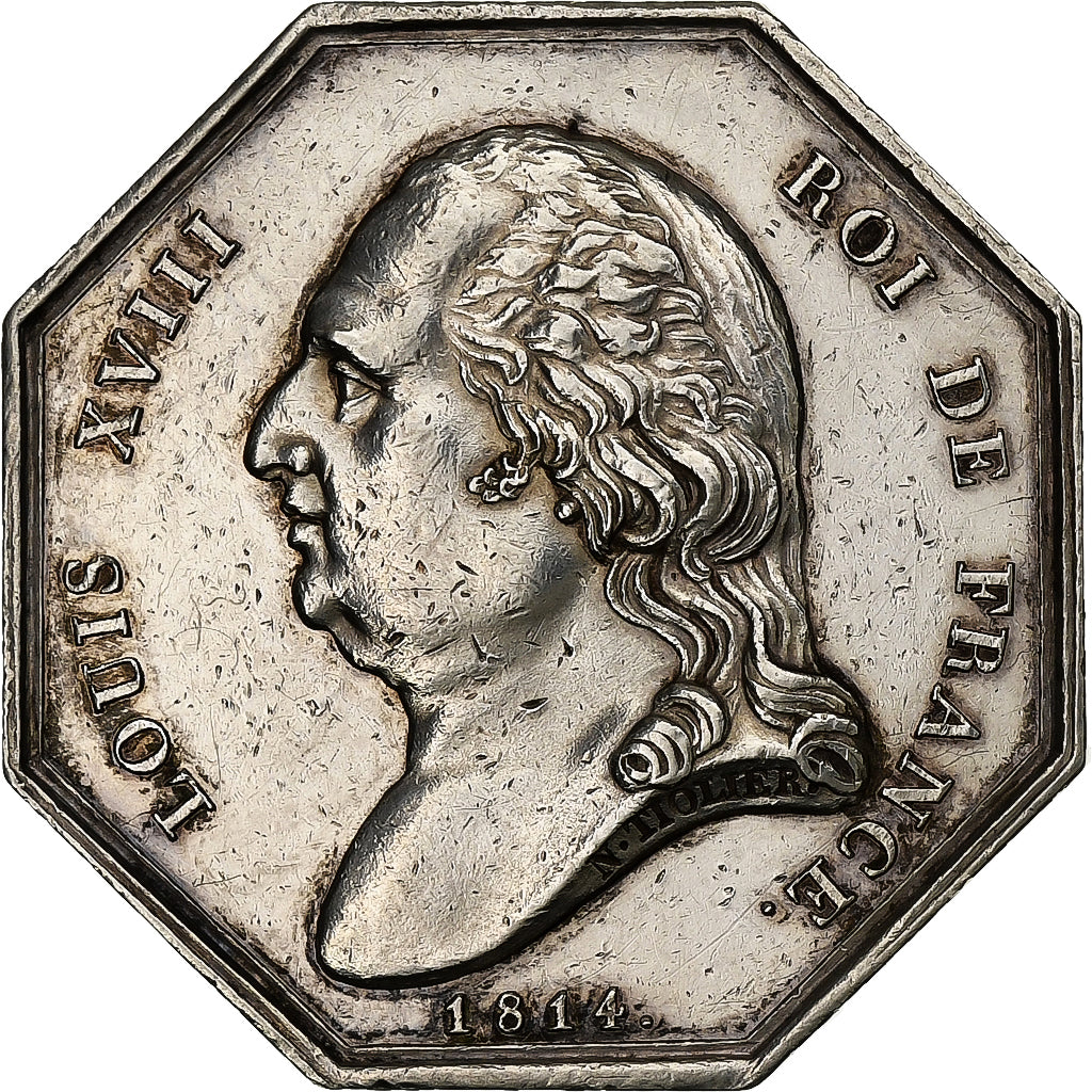 France, Jeton, Louis XVIII, Conseil de prud'hommes, Rouen, 1814, Argent