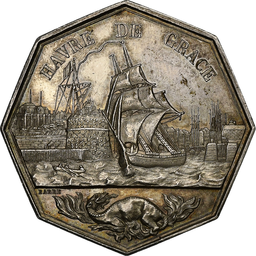 France, Token, Chambre de Commerce du Havre, Silver, Barre, MS(60-62)