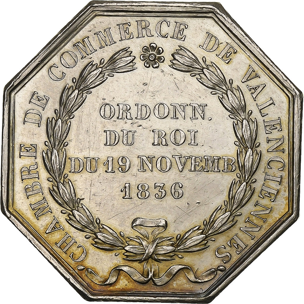 France, Token, Chambre de Commerce de Valenciennes, 1836, Silver, Domard