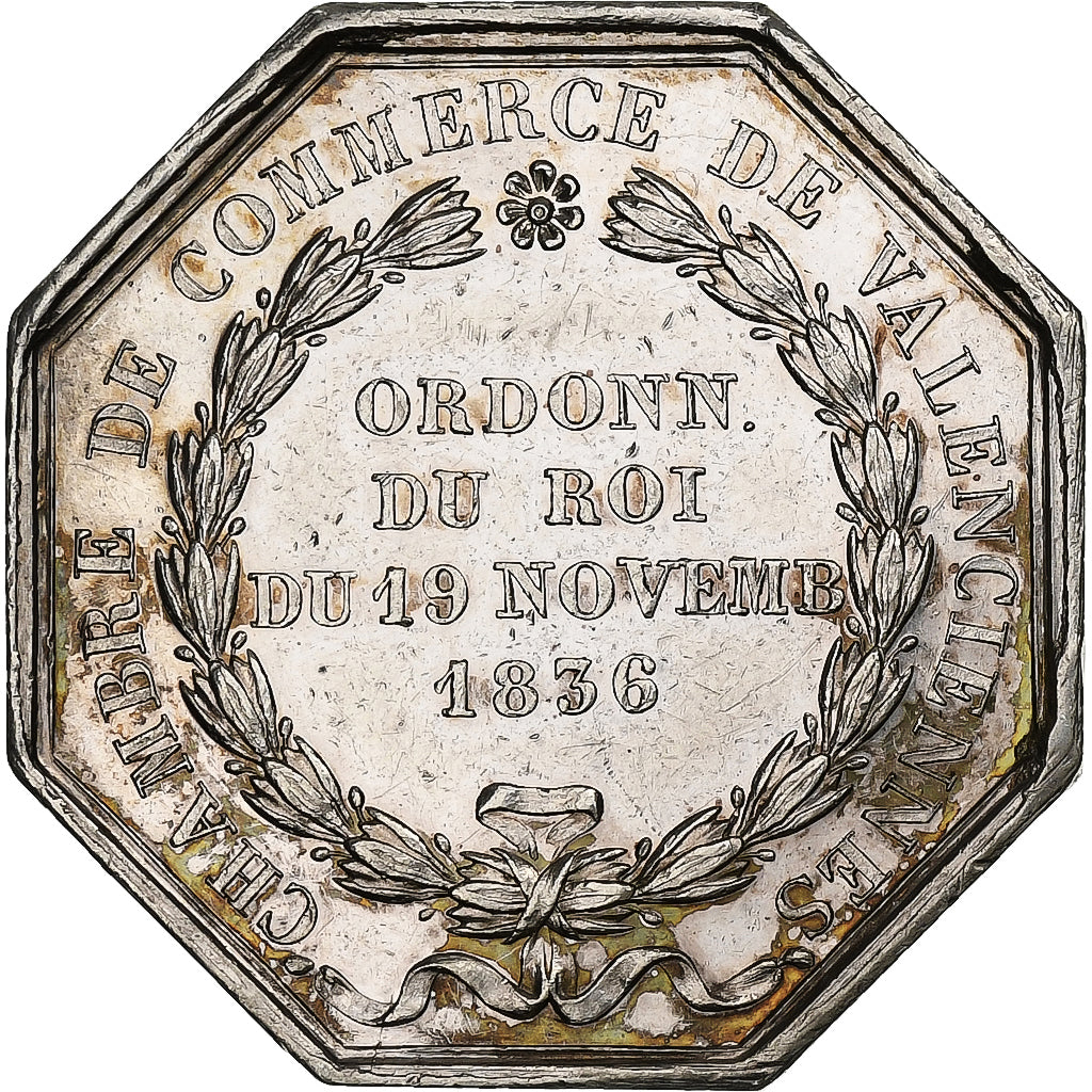 France, Token, Chambre de Commerce de Valenciennes, 1836, Silver, Domard