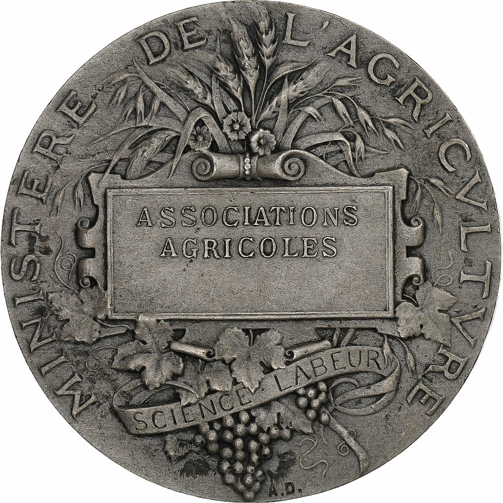 Francia, medalla, Ministère de l'Agriculture, Associations Agricoles, Plata