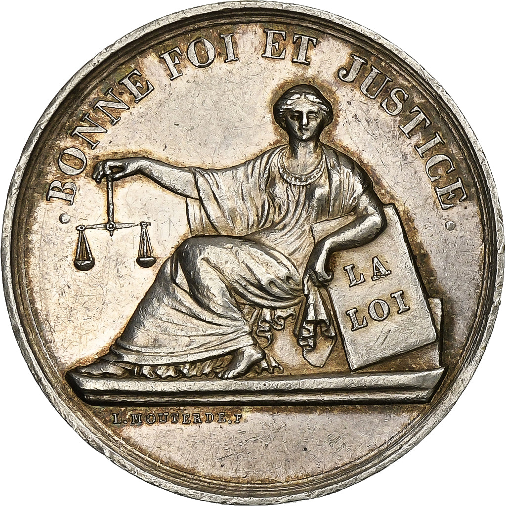France, Token, Tribunal de Commerce de Lyon, 1835, Silver, Mouterde, AU(50-53)
