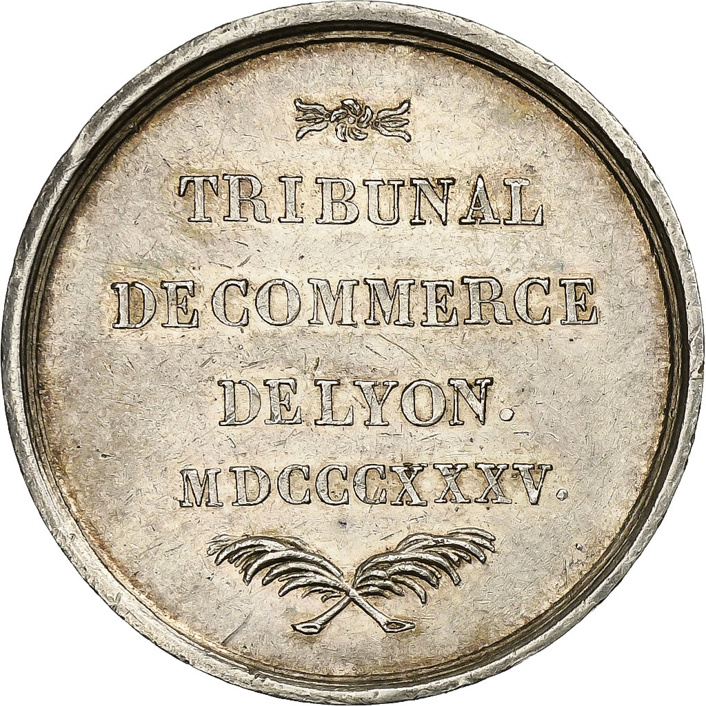 France, Token, Tribunal de Commerce de Lyon, 1835, Silver, Mouterde, AU(50-53)