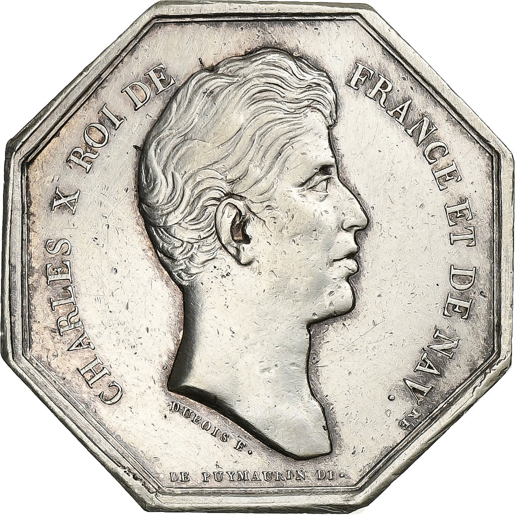 France, Token, Charles X, Chambre de Commerce de Lille, Silver, Puymaurin