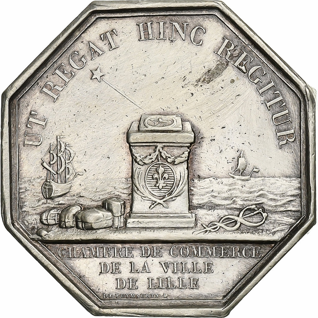 France, Token, Charles X, Chambre de Commerce de Lille, Silver, Puymaurin