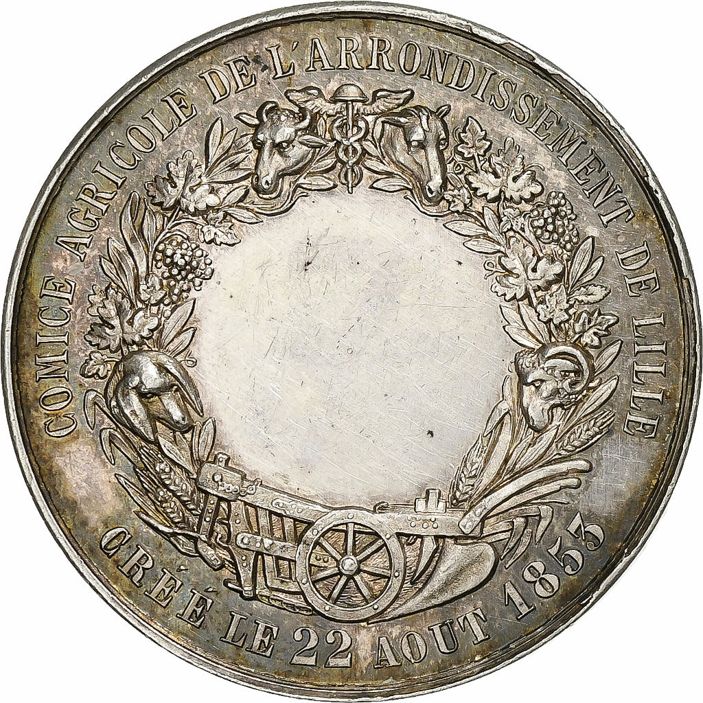 France, Token, Comice Agricole de l'Arrondissement de Lille, 1853, Silver