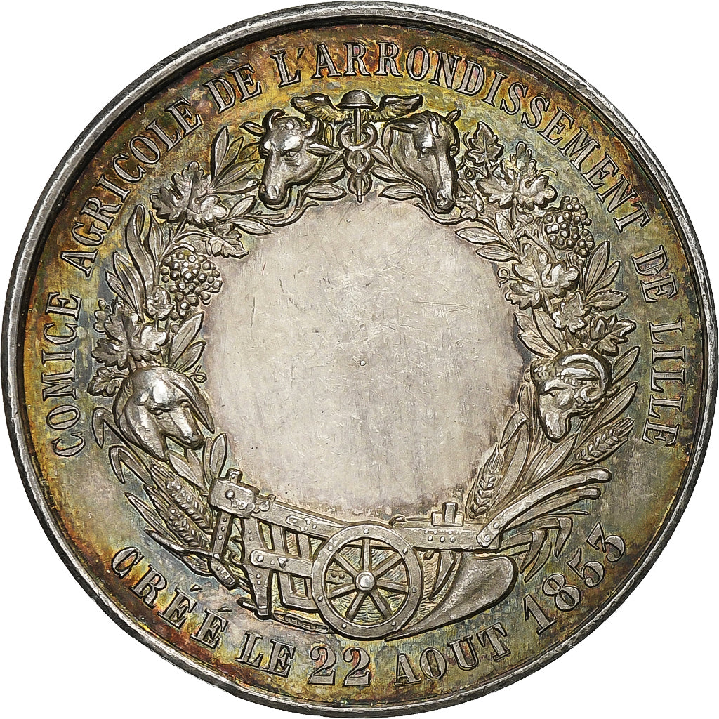 France, Token, Comice Agricole de l'Arrondissement de Lille, 1853, Silver