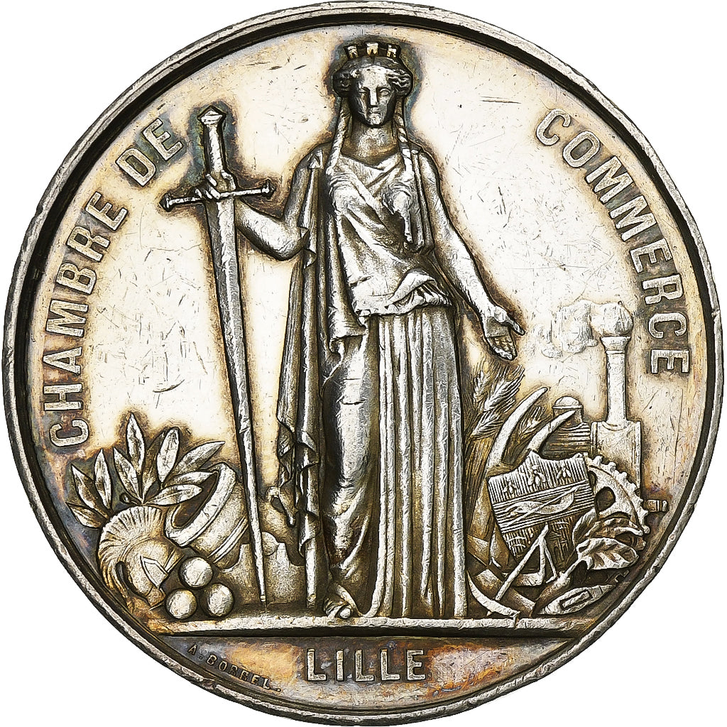 France, Token, Chambre de Commerce de Lille, Silver, Borrel, AU(50-53)