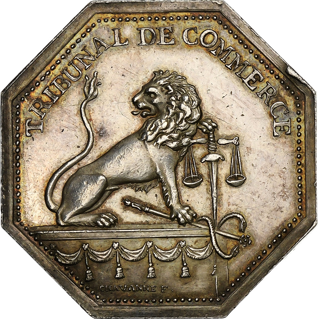 France, Token, Tribunal de Commerce de Lyon, 1816, Silver, Chavanne, MS(60-62)