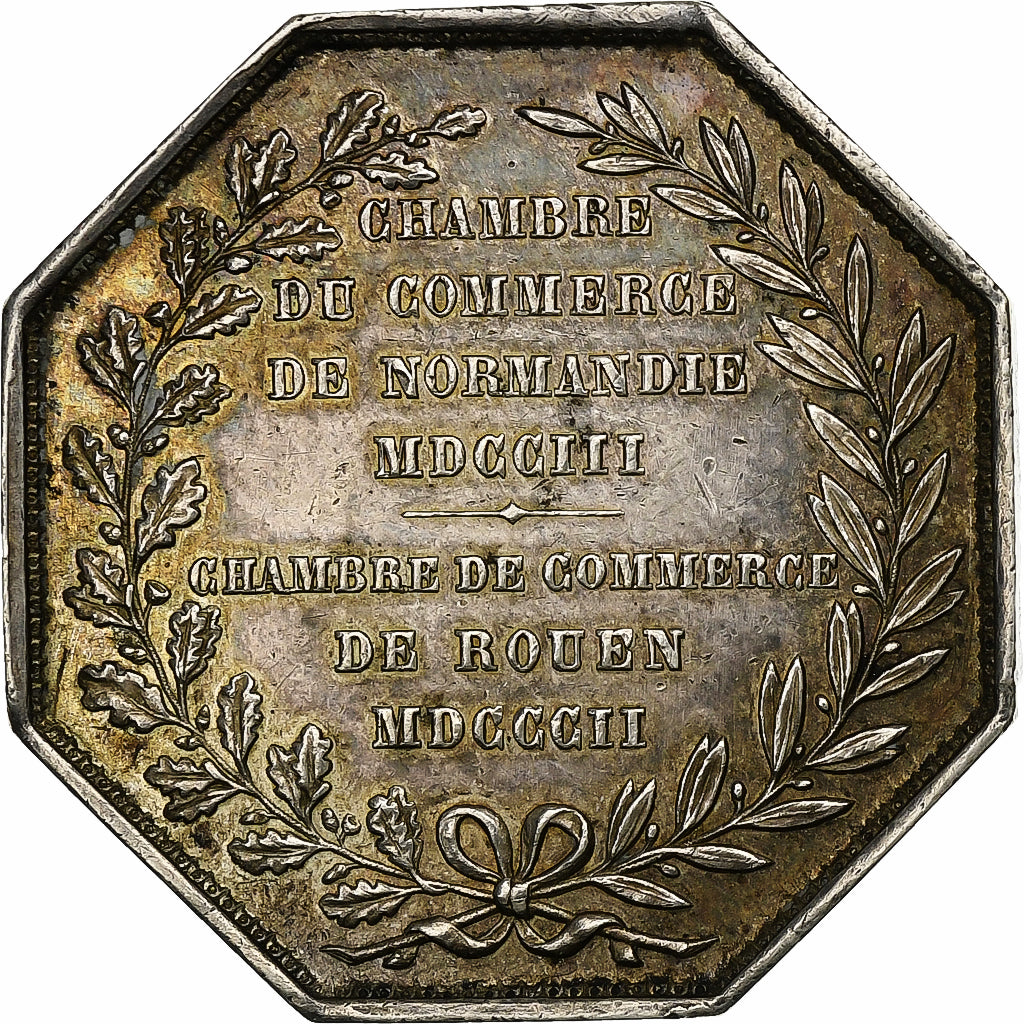 France, Token, Chambre de Commerce de Rouen, 1802, Silver, Lecomte, AU(55-58)