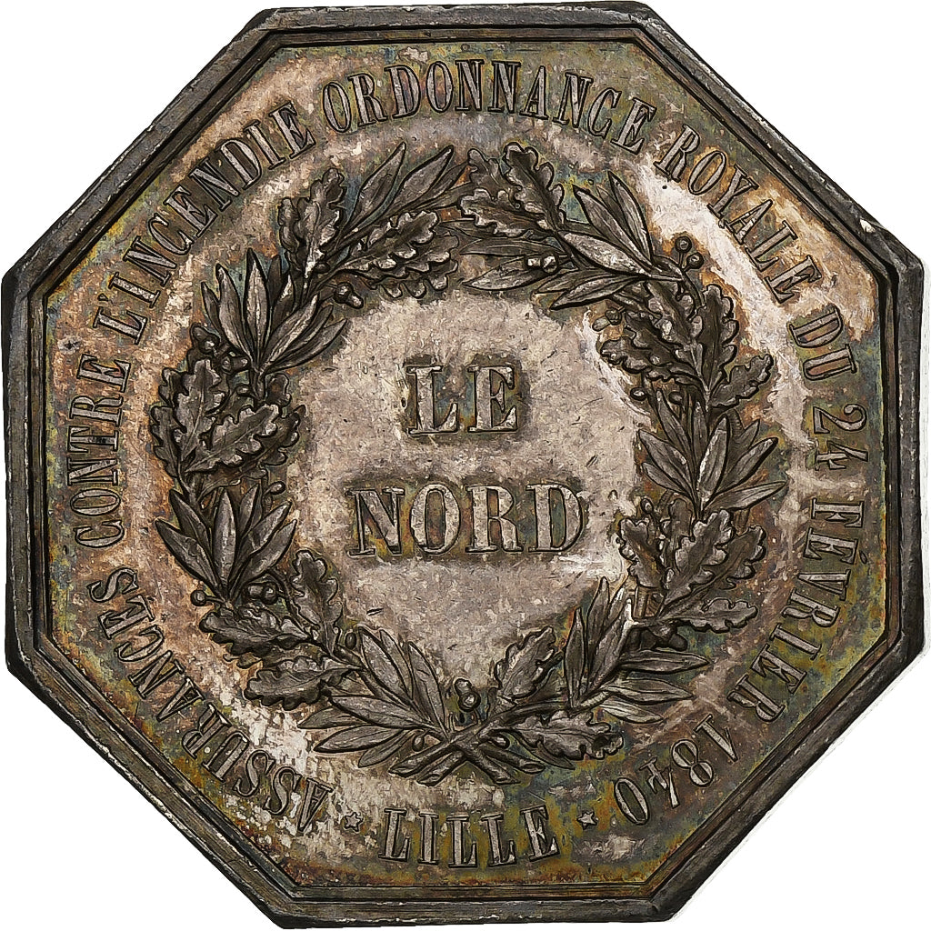 France, Token, Assurance contre l'incendie, Lille, 1840, Silver, Lecomte