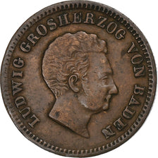 Grand Duchy of Baden, Ludwig I, Kreuzer, 1830, Copper, AU(50-53), KM:189