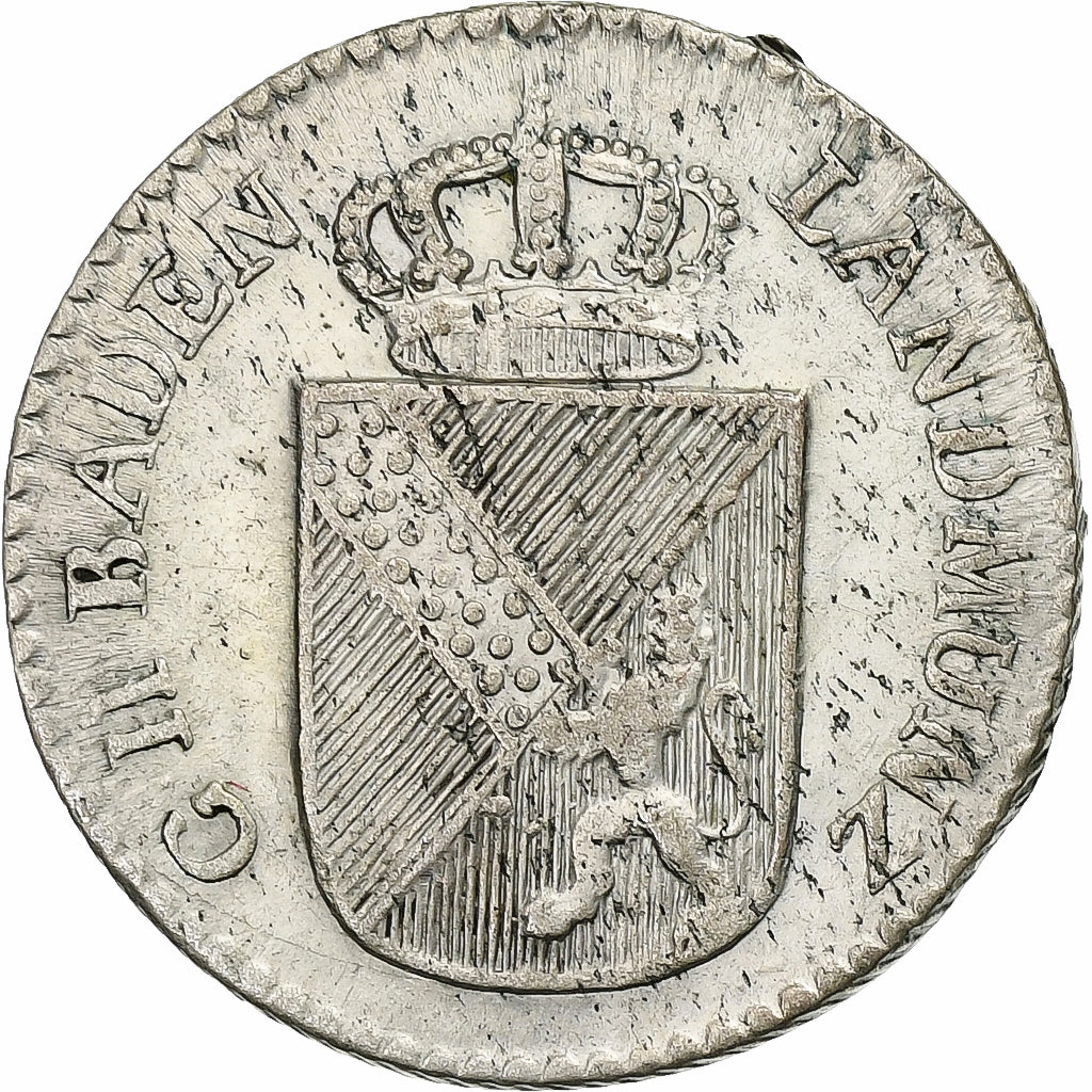 Grand Duchy of Baden, Karl Friedrich, 6 Kreuzer, 1808, Biglione, BB, KM:140