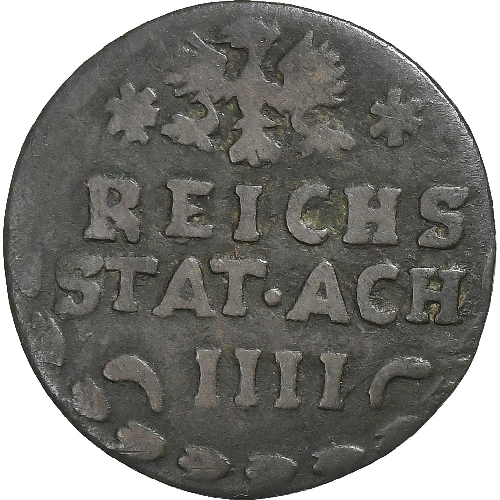 Alemania, 4 Heller, 1743, Aachen, Cobre, BC+, KM:31