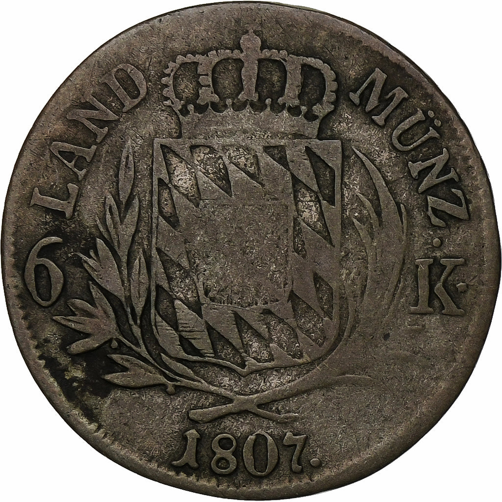 Kingdom of Bavaria, Maximillian I Joseph, 6 Kreuzer, 1807, Munich, Billon