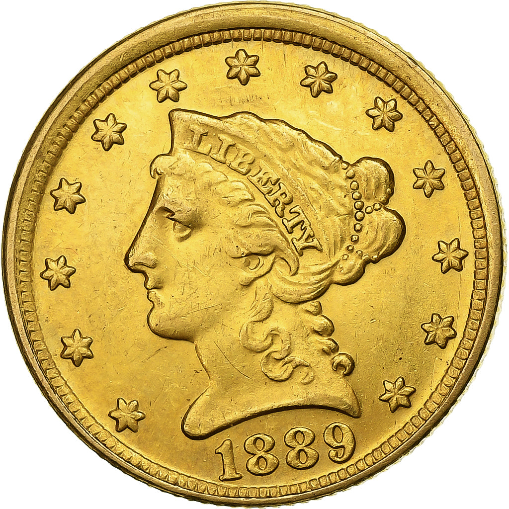 USA, 2½ Dollars, Liberty Head, 1889, Philadelphia, Złoto, AU(50-53), KM:72