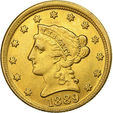USA, 2½ Dollars, Liberty Head, 1889, Philadelphia, Złoto, AU(50-53), KM:72