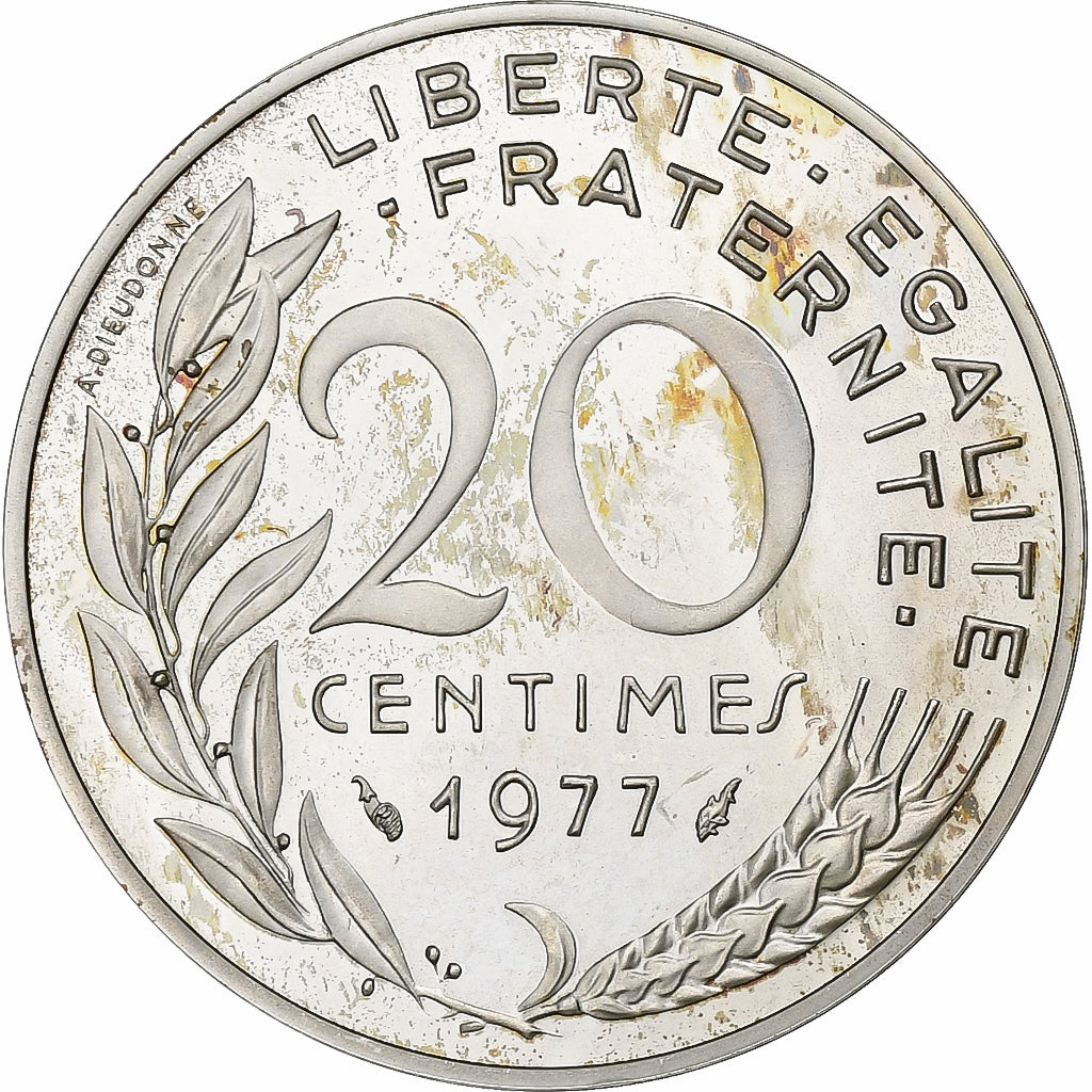 Francia, 20 Centimes, Marianne, 1977, Monnaie de Paris, Piéfort, Argento, SPL