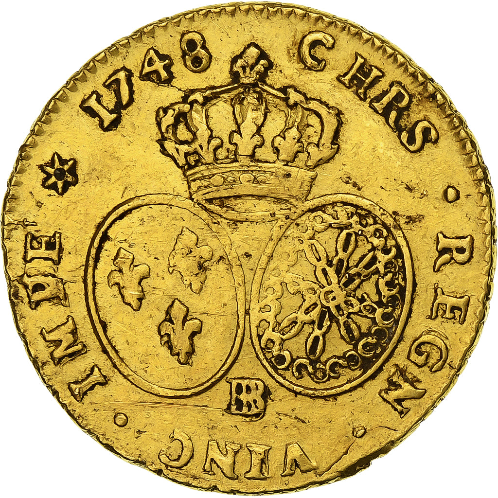 Frankreich, Louis XV, Double Louis d'or au bandeau, 1748, Strasbourg, Gold, SS