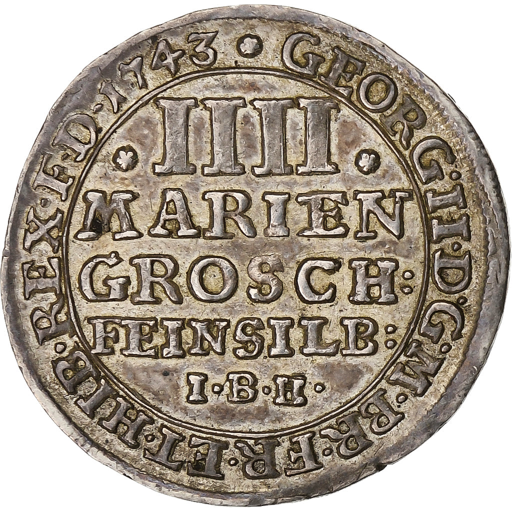 Germany, Brunswick-Lüneburg, George II August, 4 Mariengroschen, 1743, Silver