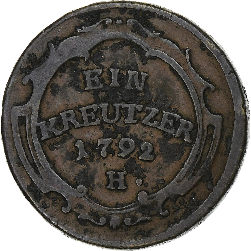 Austria, Franz II, Kreuzer, 1792, Günzburg, Copper, EF(40-45), KM:27