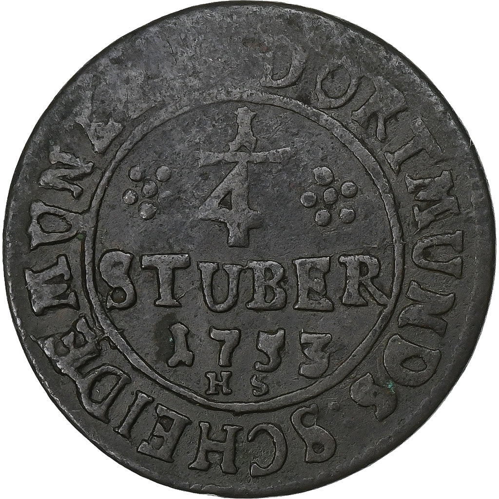Germania, 1/4 Stüber, 1753, Dortmund, Rame, MB+, KM:109