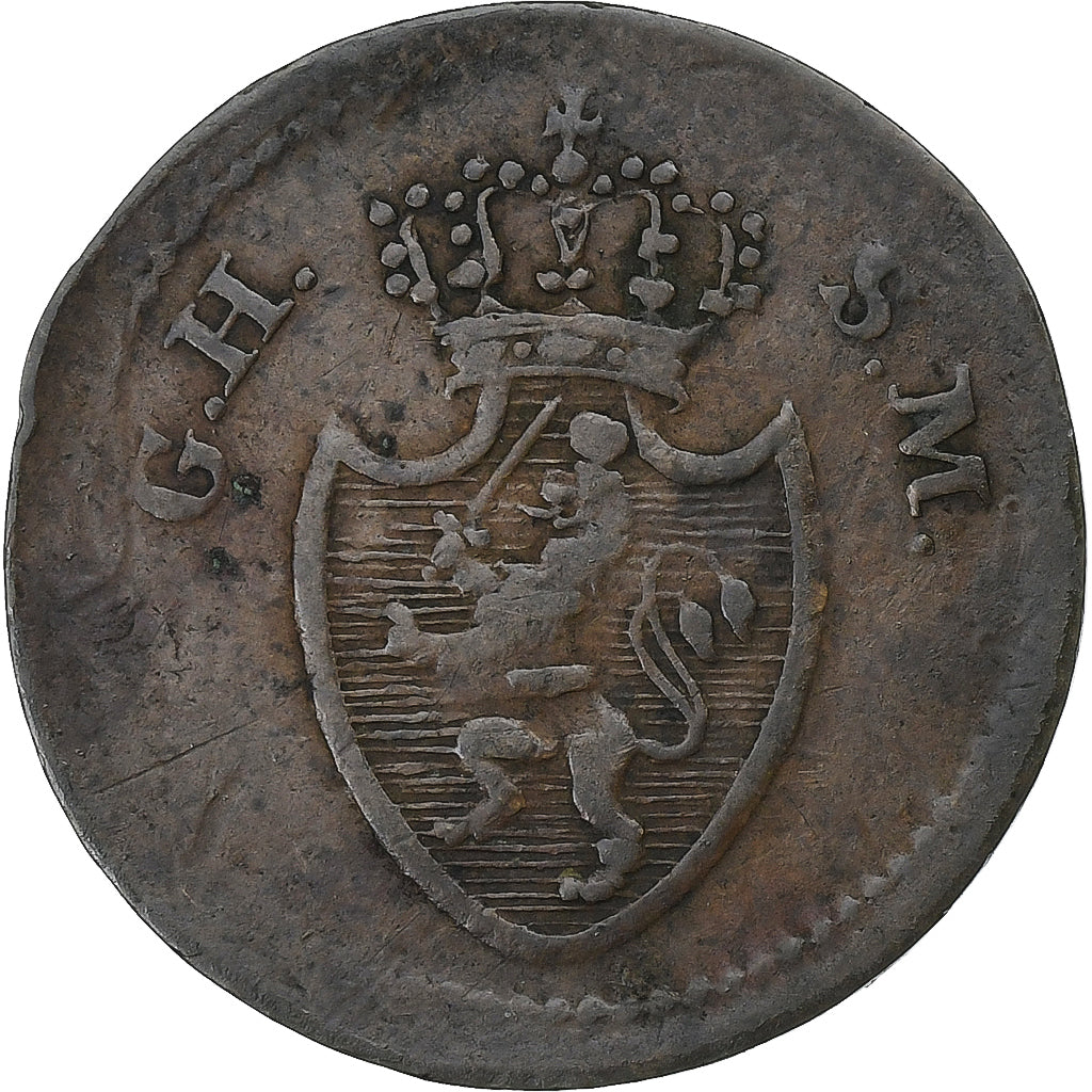 Grand Duchy of Hessen-Darmstadt, Ludwig I, Pfennig, 1819, Darmstadt, Kupfer, S+