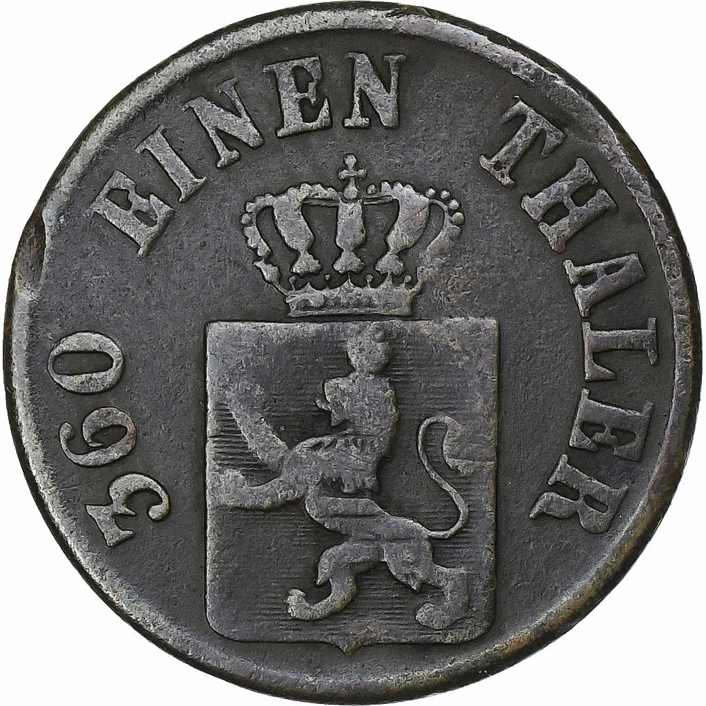 Germania, Electorate of Hesse, Friedrich Wilhelm, Heller, 1847, Darmstadt, Rame