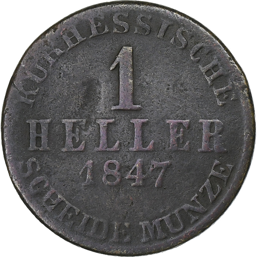 Germania, Electorate of Hesse, Friedrich Wilhelm, Heller, 1847, Darmstadt, Rame