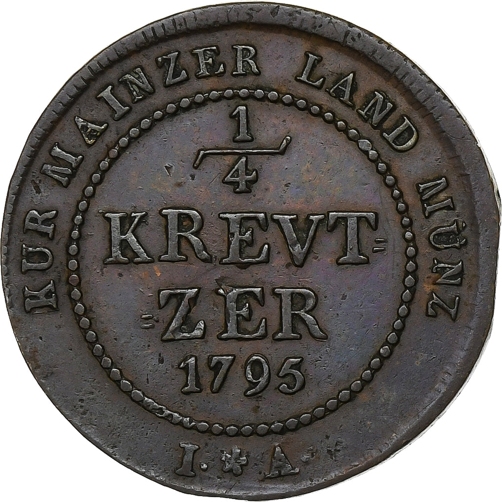Germany, Friedrich Karl Joseph von Erthal, 1/4 Kreuzer, 1795, Mayence, Copper
