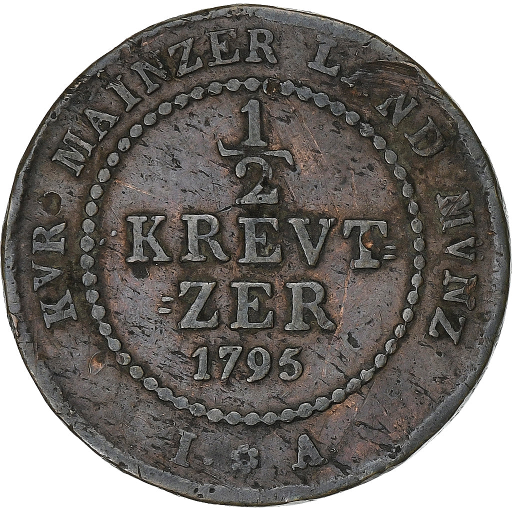 Duitsland, Friedrich Karl Joseph von Erthal, 1/2 Kreuzer, 1795, Mayence, Koper