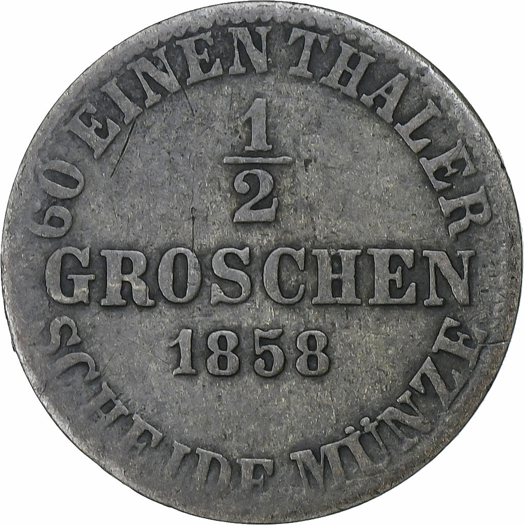 Deutschland, Duchy of Brunswick, Wilhelm IV, 1/2 Groschen, 1858, Billon, S