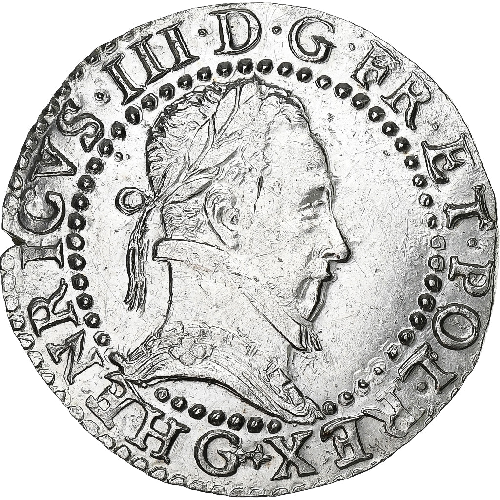 France, Henri III, 1/2 Franc au col plat, 1587, Poitiers, Argent, SUP