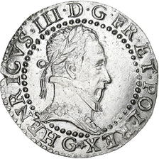 France, Henri III, 1/2 Franc au col plat, 1587, Poitiers, Argent, SUP