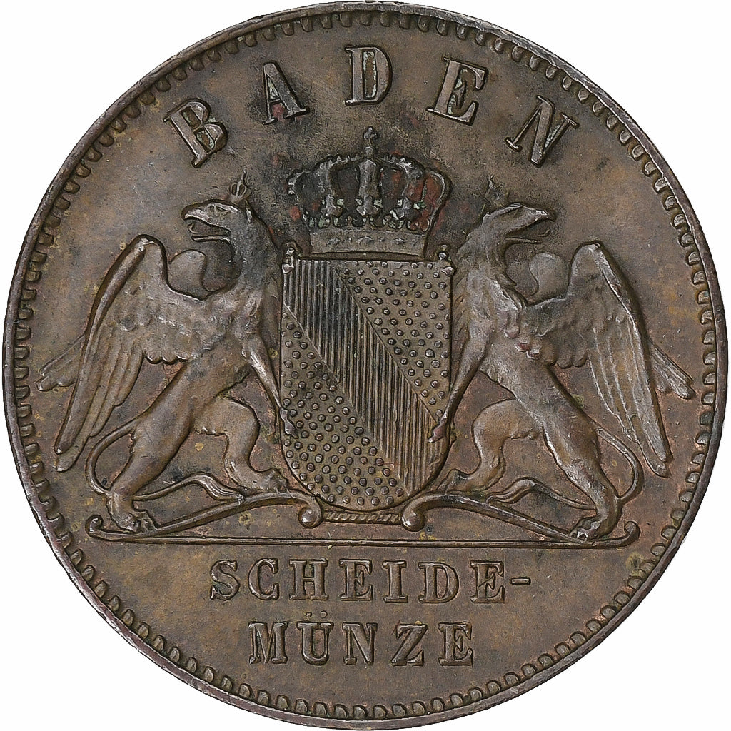 Grand Duchy of Baden, Friedrich I, Kreuzer, 1871, Karlsruhe, Kupfer, SS+, KM:242