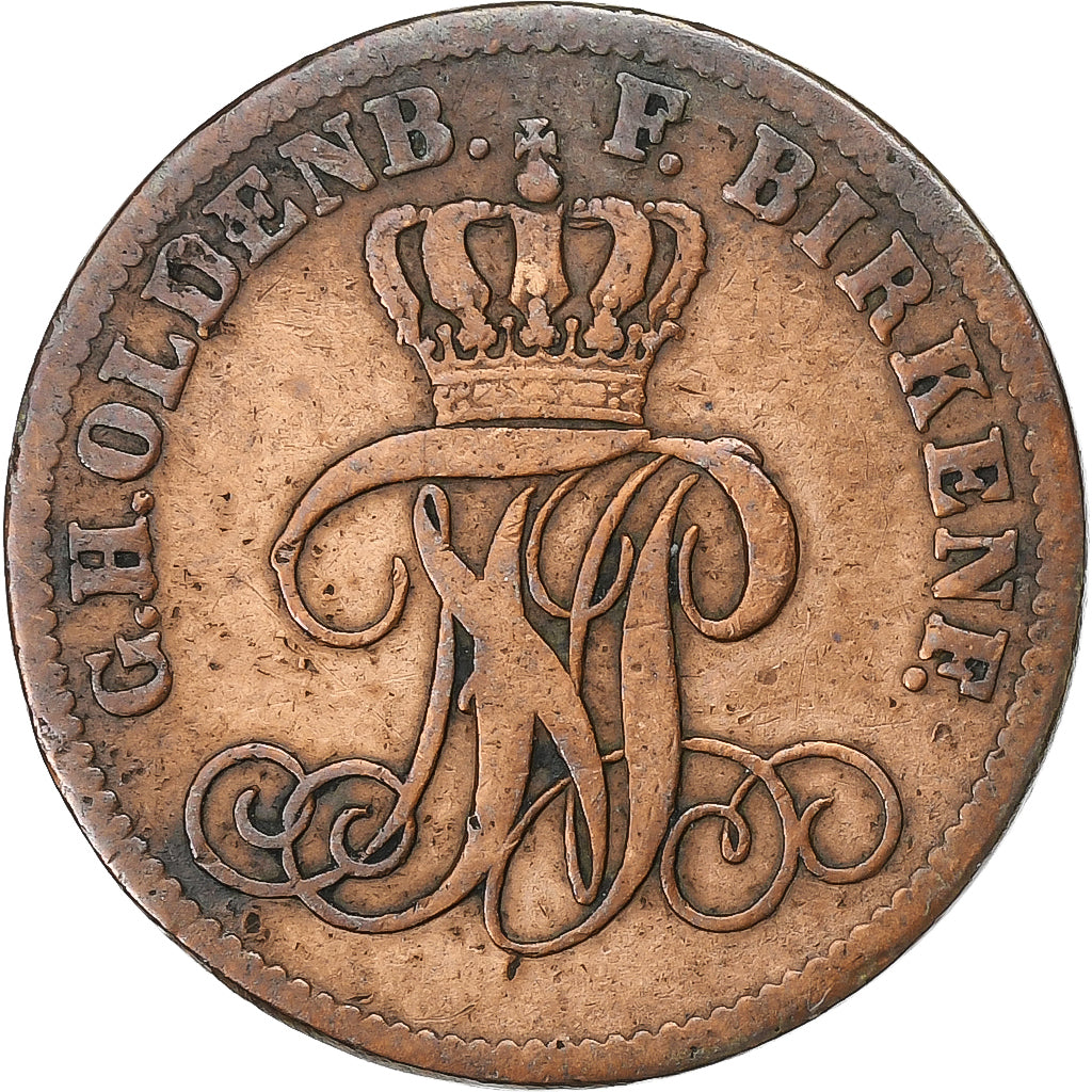 Germany, Oldenbourg-Birkenfeld, Paul Friedrich August, 2 Pfennig, 1858, Copper