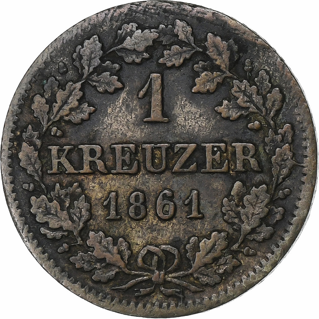 Kingdom of Bavaria, Maximilian II, Kreuzer, 1861, Munich, Vellón, MBC+, KM:858