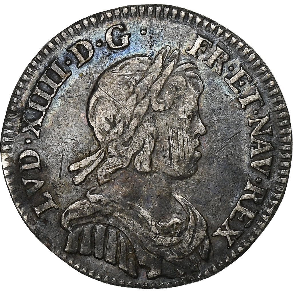 França, Louis XIV, 1/12 Ecu à la mèche courte, 1644, Paris, rose, Prata