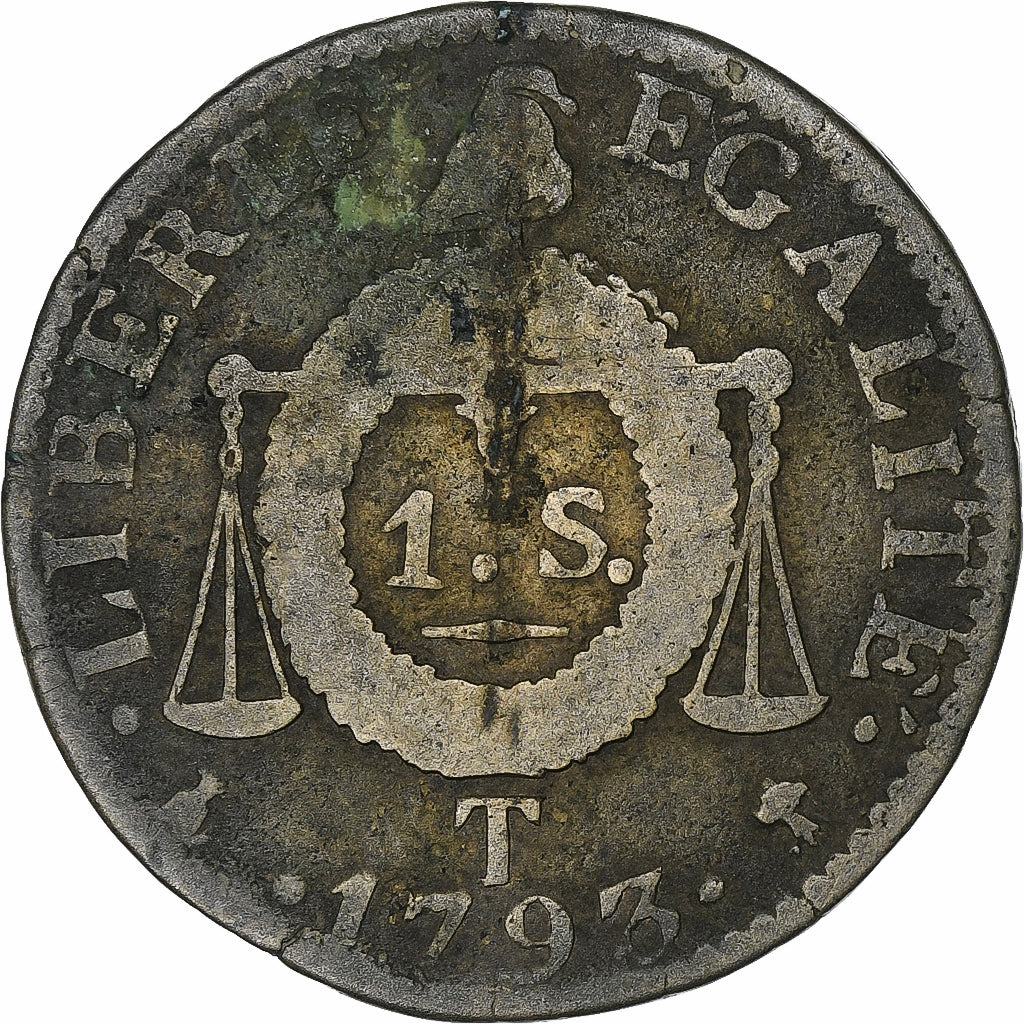 Frankreich, Sol à la balance Françoise, 1793 / AN II, Nantes, Cuivre, S