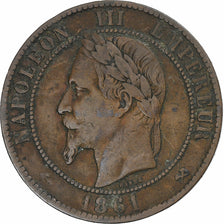 Frankreich, Napoleon III, 10 Centimes, 1861, Bordeaux, Bronze, S+, Gadoury:253