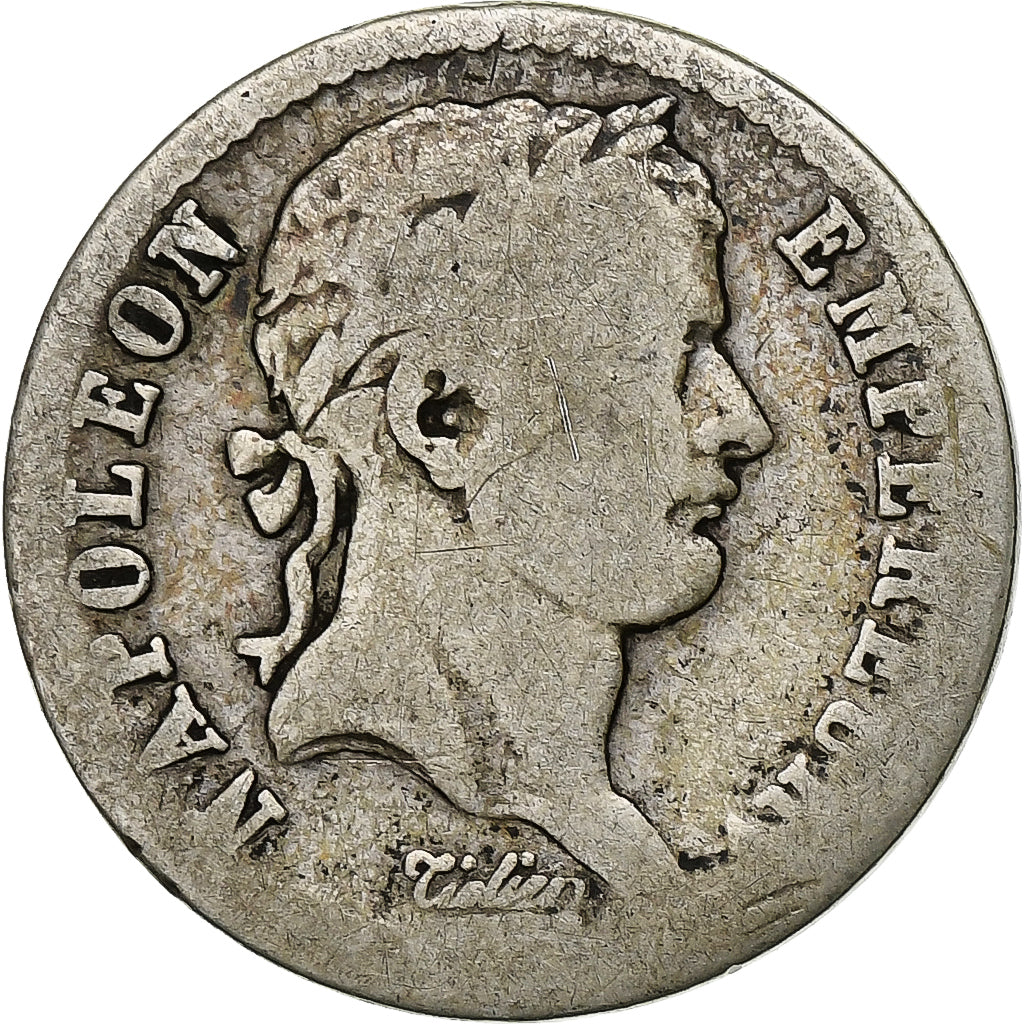 Francia, Napoleon I, 1/2 Franc, 1808, Lille, Argento, MB, Gadoury:398, KM:680.14