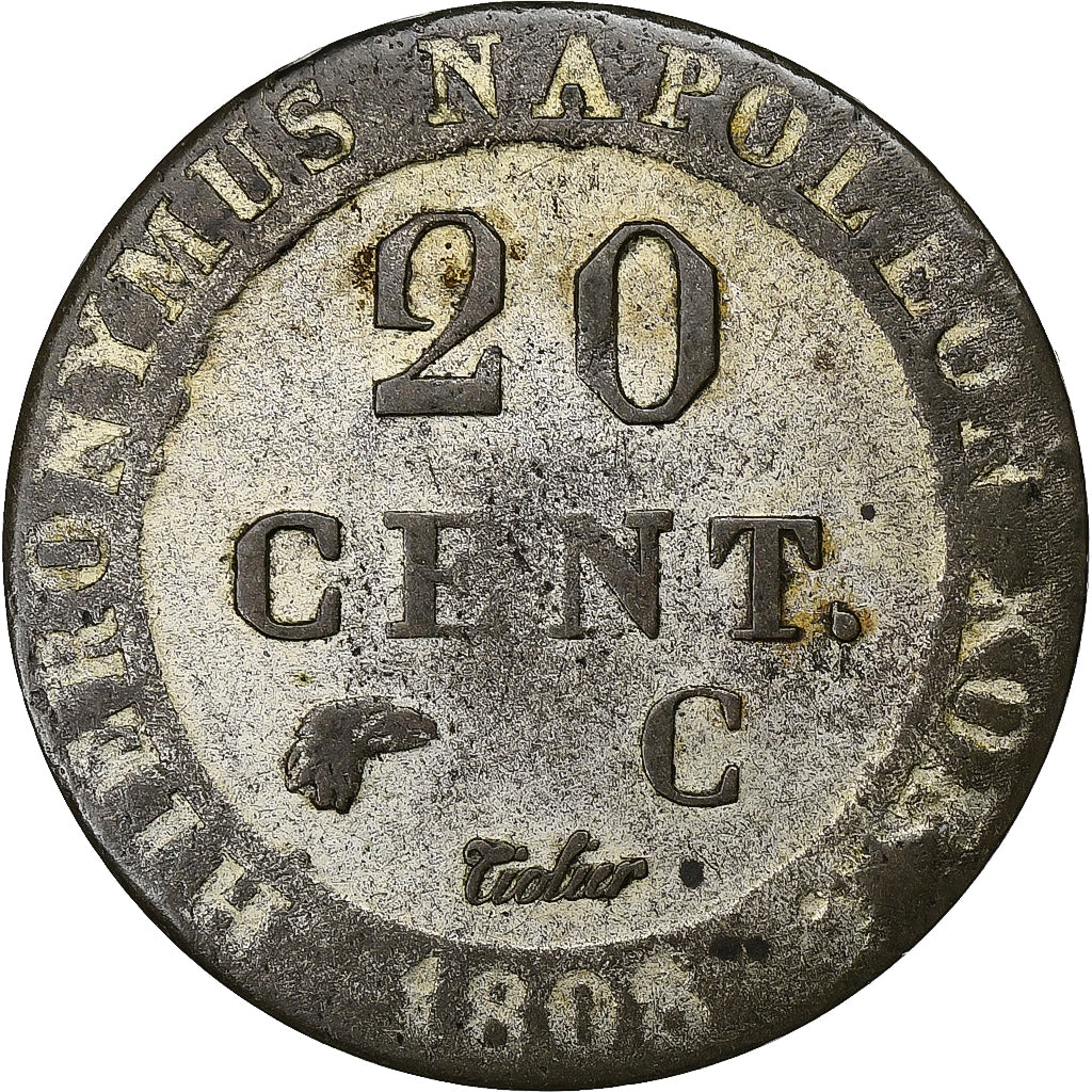 Alemanha, WESTPHALIA, Jérôme Bonaparte, 20 Centimes, 1808, Kassel, Lingote