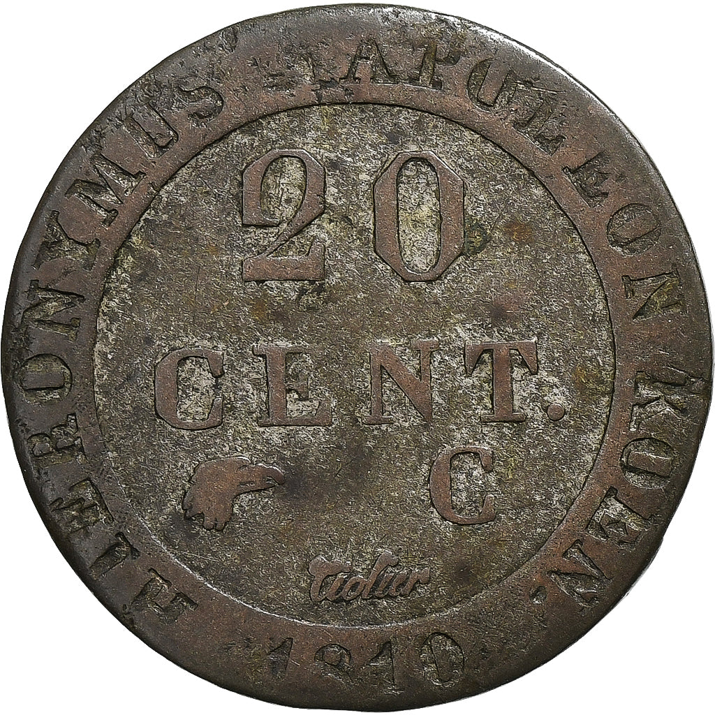 Germania, WESTPHALIA, Jérôme Bonaparte, 20 Centimes, 1810, Kassel, Biglione