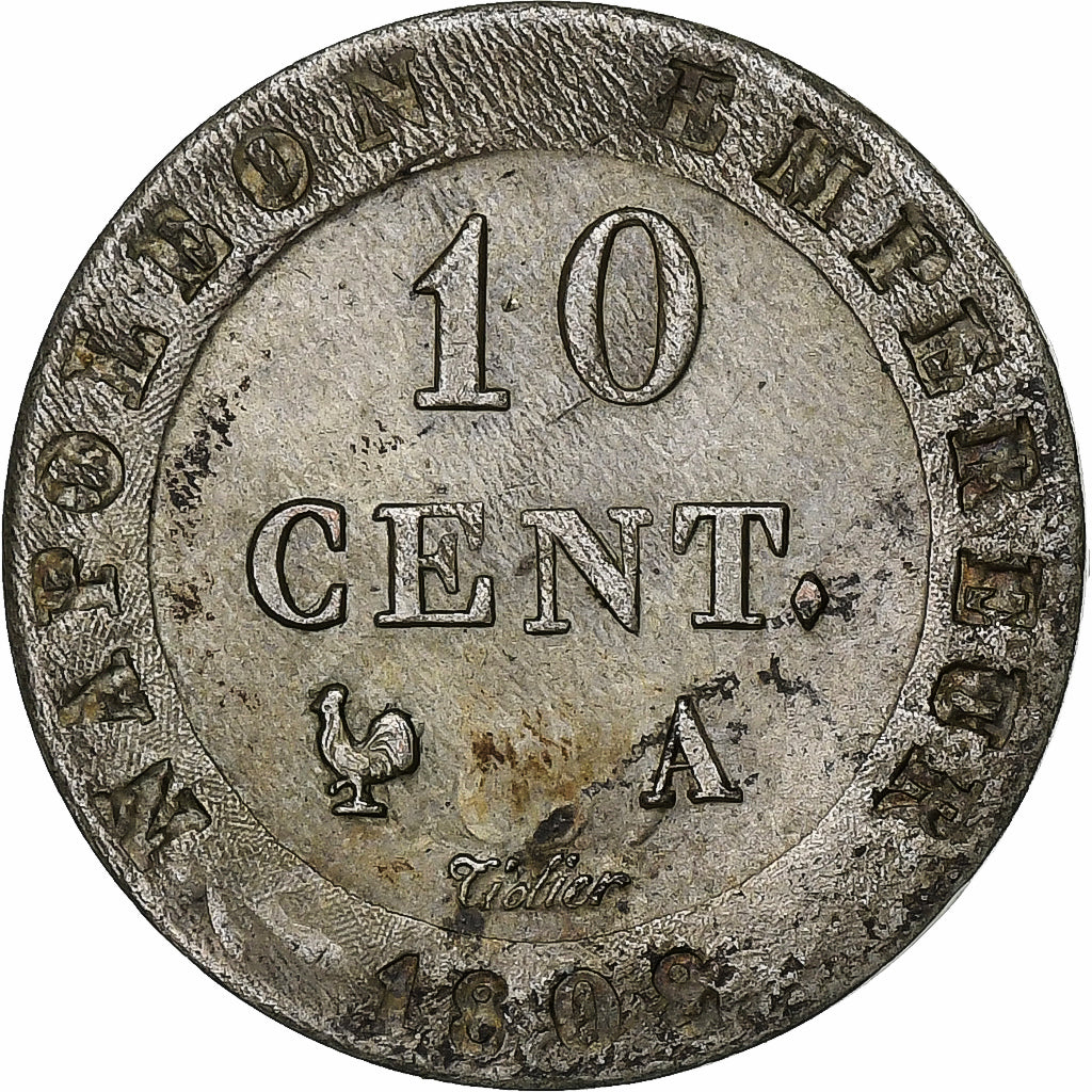 Frankreich, Napoleon I, 10 Centimes, 1808, Paris, Billon, SS+, Gadoury:190