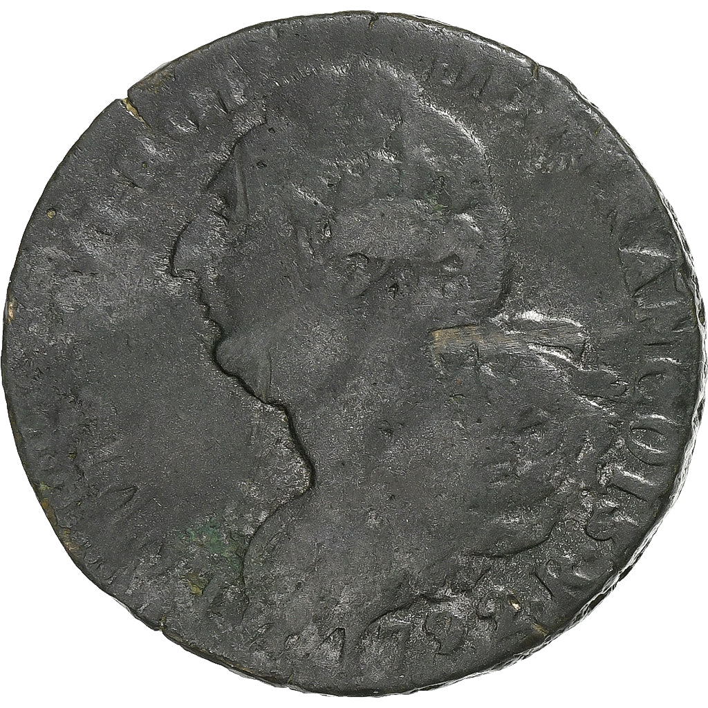 Francia, Louis XVI, 2 Sols, 1792/91 / AN 4, Orléans, Métal de cloche, BC+