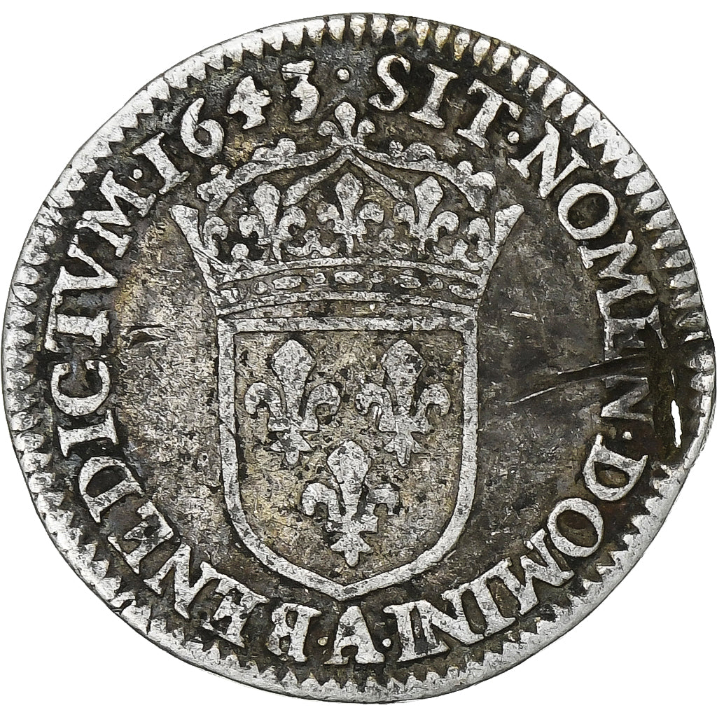 Frankreich, Louis XIII, 1/12 Ecu, 1643, Paris, Point, Silber, S, Gadoury:46