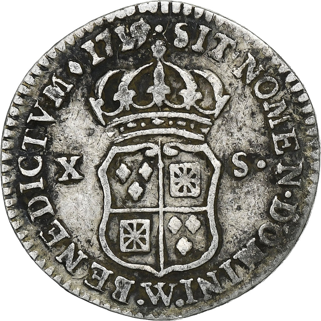 France, Louis XV, 1/12 Écu de France-Navarre, 1719, Lille, Silver, VF(30-35)
