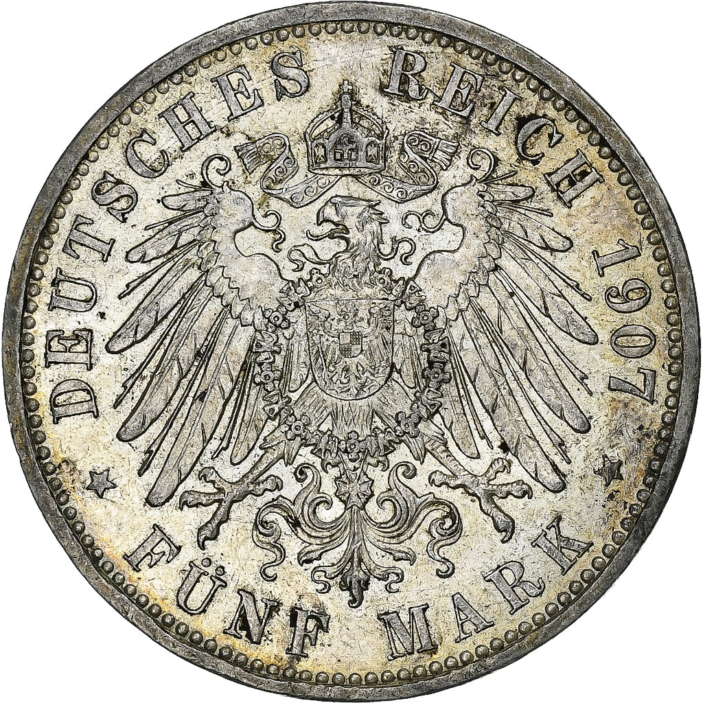 Kingdom of Prussia, Wilhelm II, 5 Mark, 1907, Berlin, Argento, SPL-, KM:523